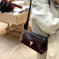 Deep Eggplant Leather Messenger Bag with Shoulder Strap - handbag shoulder messenger bag