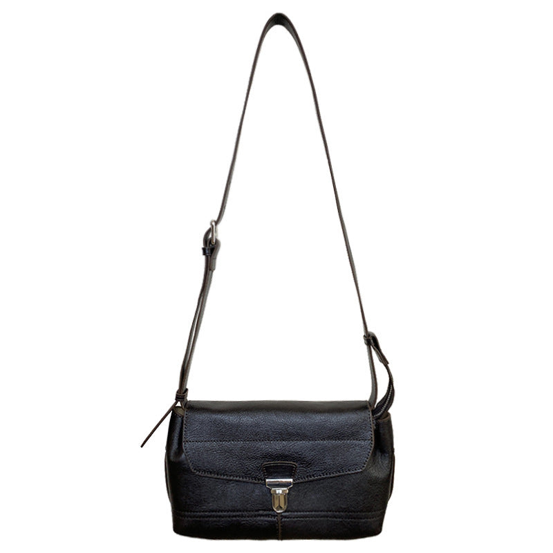 Deep Eggplant Leather Messenger Bag with Shoulder Strap - handbag shoulder messenger bag