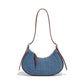 Denim Blue Oxford Cloth Shoulder Bag Medium Dumpling Tote Travel Handbag - Teleplus