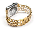 Metal Spot Watch with Denim Chain Strap in Silver Black Gold Rose - denim chain strap