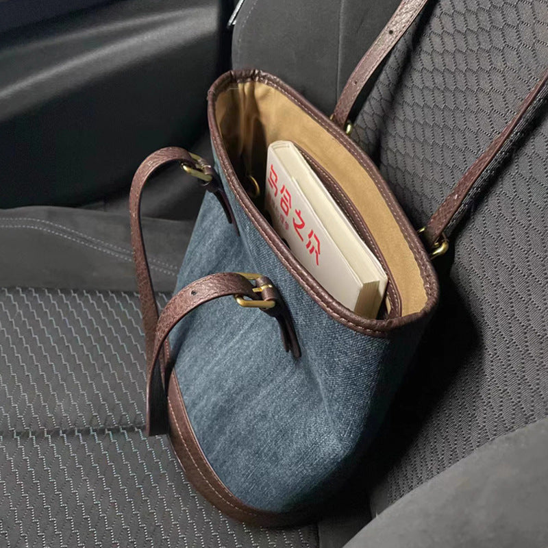 Denim Commuter Bag Multi Purpose Travel Tote Shoulder for Men and Women - Teleplus