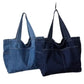 Denim Shoulder Bag Horizontal Square Tote with Outer Pocket and Multiple Colors - Teleplus