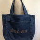 Denim Shoulder Bag Horizontal Square Tote with Outer Pocket and Multiple Colors - Teleplus