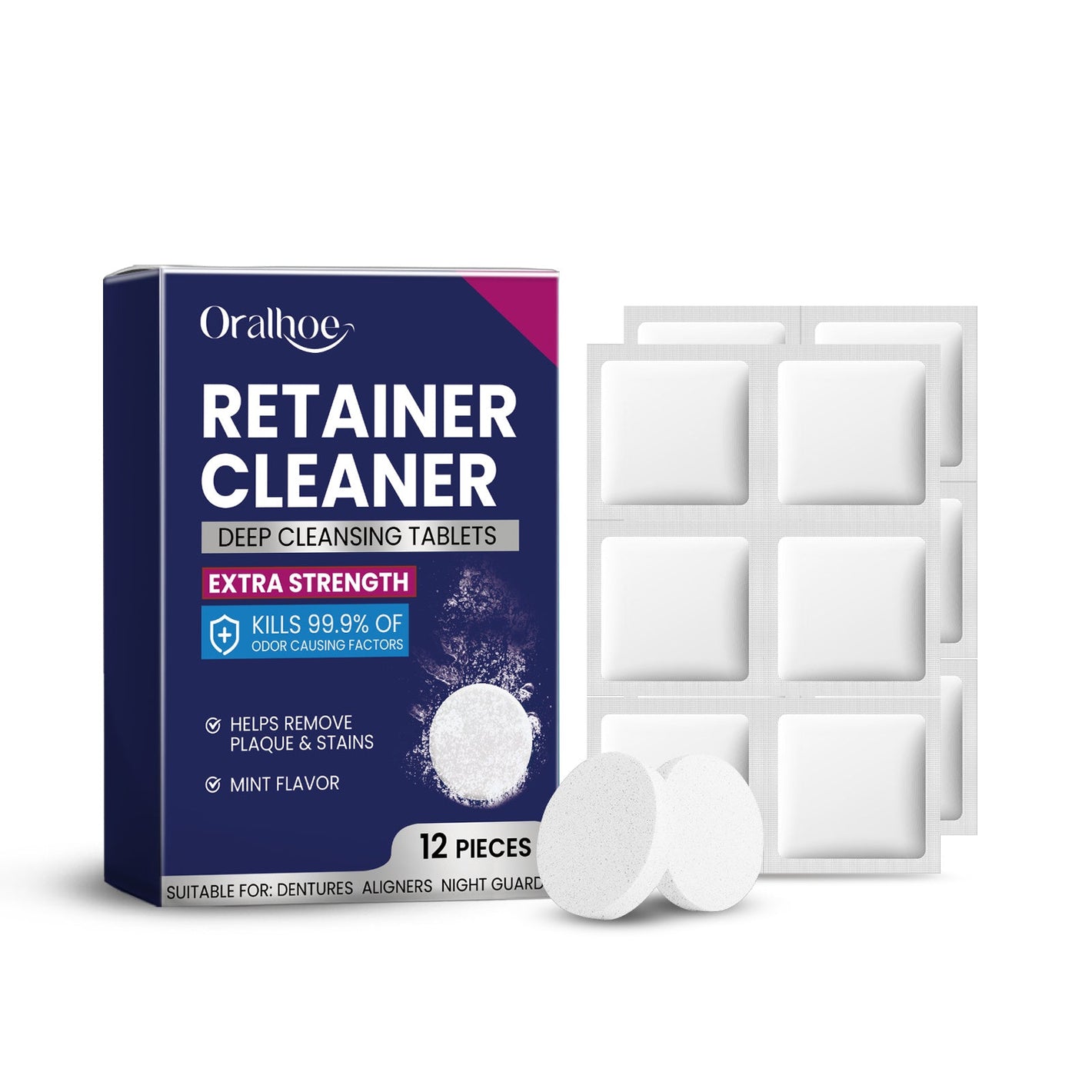 Denture Cleaning Tablets for Teeth Stains and Hygiene 12 Pack - denture cleaning tablets teeth stains