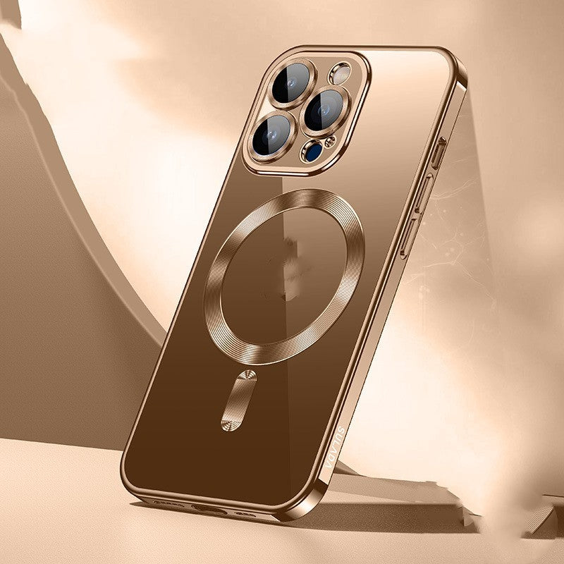 Desert Gold Electroplating Protective Sleeve for iPhone 16 Pro Max - Invisible Armor Your Phone Magnetic transparent