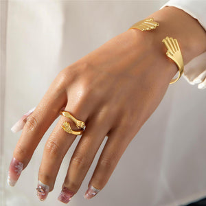 Design Hug Ring Bow Open-ended Bracelet - Design Hug Ring Bow Open-ended Bracelet for Women