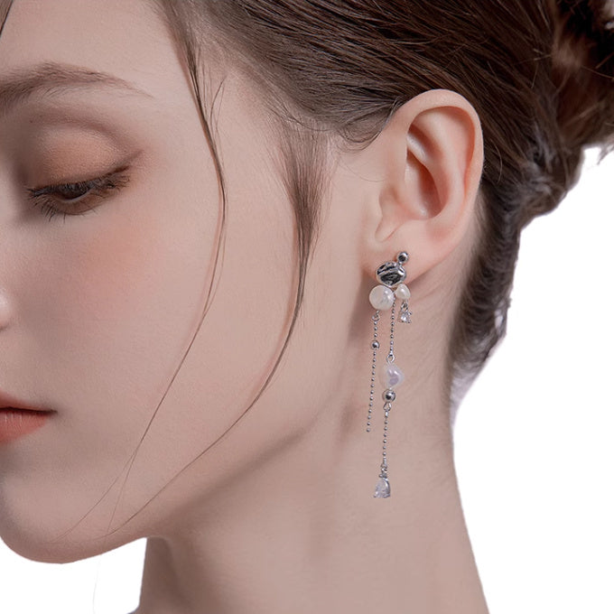 United States Pearl Earring with Mother of Shellfish Pattern and Inlaid Design - Get Tangled in Baroque Fun united