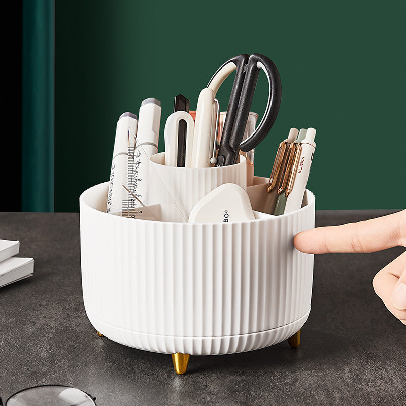 Desktop Swivel Makeup Brush Organizer with ABS Plastic Storage Partition - Teleplus desktop swivel makeup brush