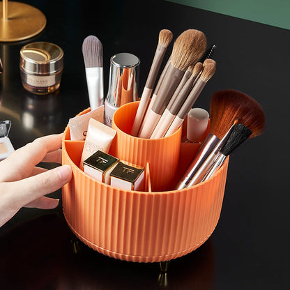 Desktop Swivel Makeup Brush Organizer with ABS Plastic Storage Partition - Teleplus desktop swivel makeup brush
