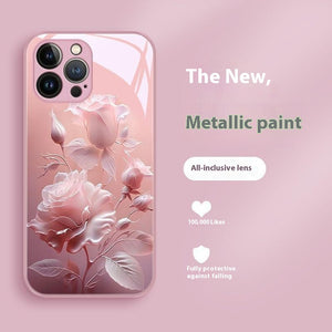 Blooming Rose Glass Painted Phone Case