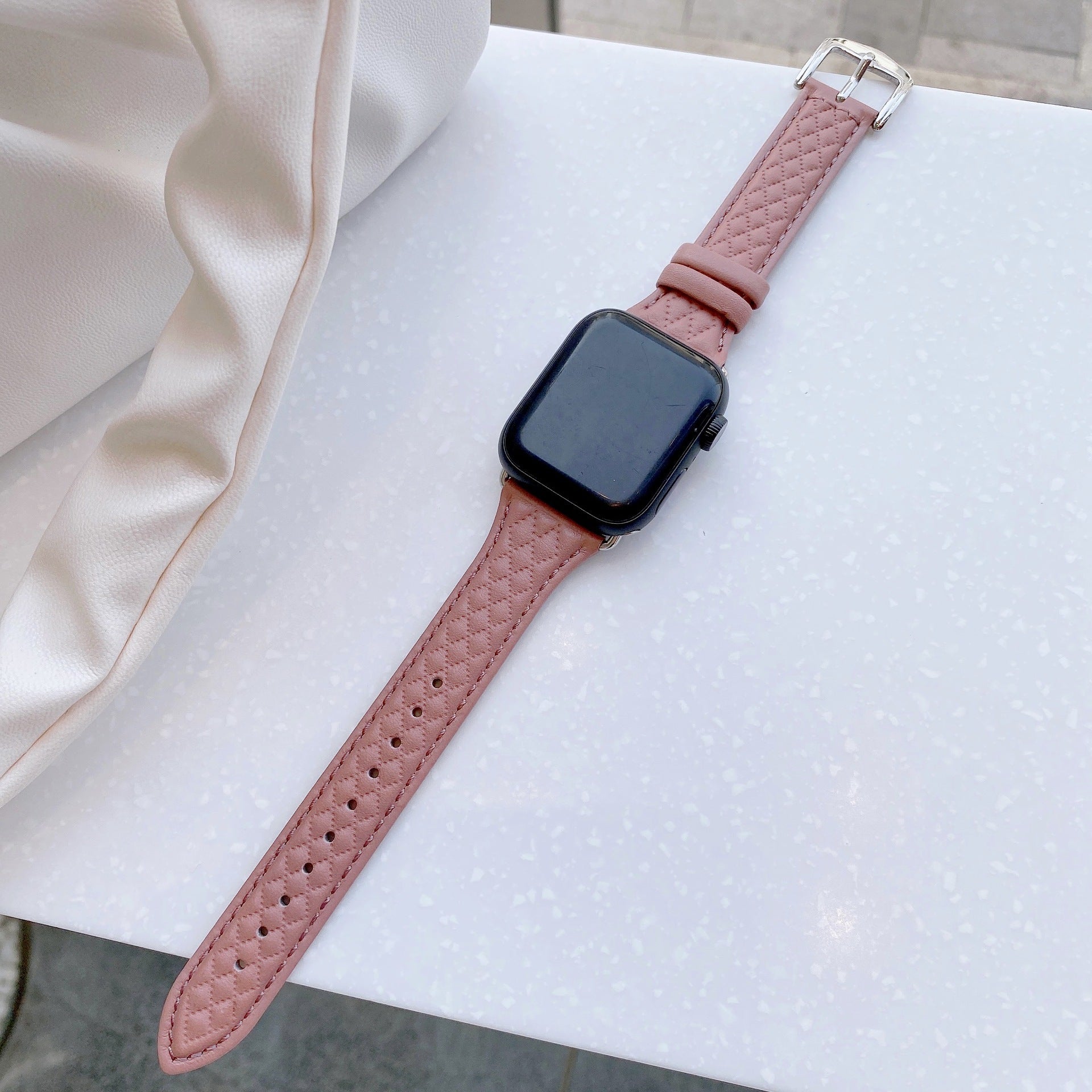 Diamond Chanel’s Style Leather Strap Thin Top Layer Cow Leather Watch Strap - Diamond Chanel Leather Strap in Light