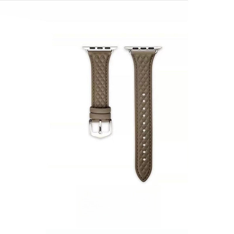 Diamond Chanel’s Style Leather Strap Thin Top Layer Cow Leather Watch Strap - Diamond Chanel Leather Strap in Light