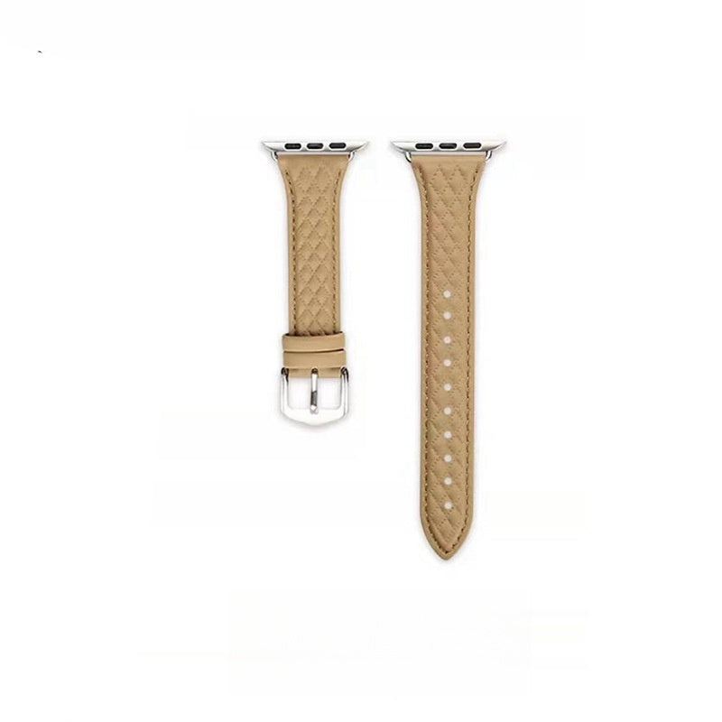 Diamond Chanel’s Style Leather Strap Thin Top Layer Cow Leather Watch Strap - Diamond Chanel Leather Strap in Light