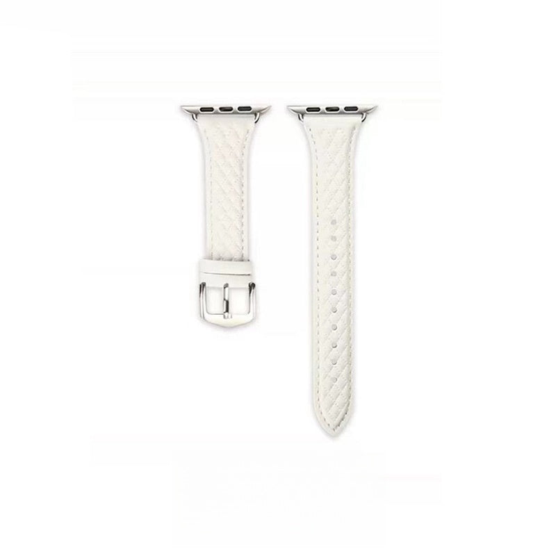 Diamond Chanel’s Style Leather Strap Thin Top Layer Cow Leather Watch Strap - Diamond Chanel Leather Strap in Light