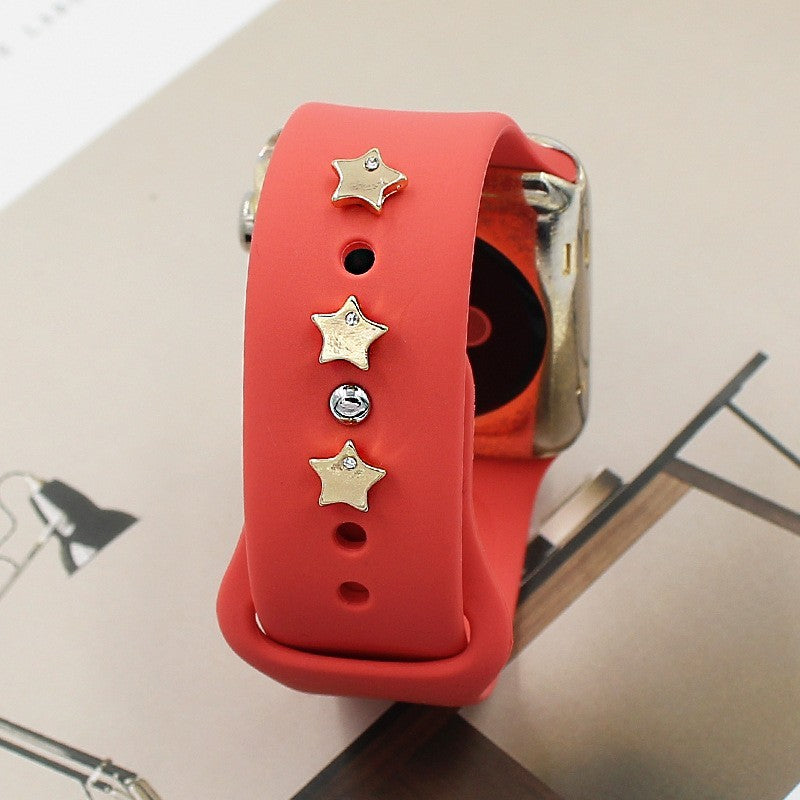 Diamond Decorative Silicone Watch Strap for Smart Watches - Teleplus smart watch silicone strap decorative