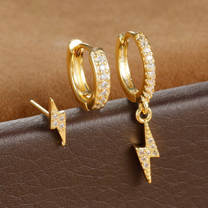 Electroplating Jewelry Set with Gold Silver and White for the United States - Sparkle Like a Lightning Bolt E1694-2