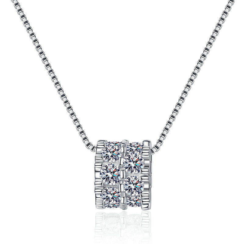 Diamond Moissanite Necklace Sterling Silver Clavicle Chain - Diamond Moissanite Necklace in Sterling Silver Chain