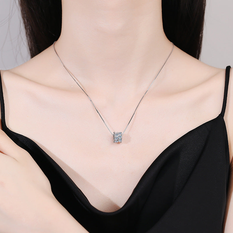Sterling Silver Moissanite Necklace 1.6 Carat Diamond Chain - in diamond moissanite necklace sterling silver