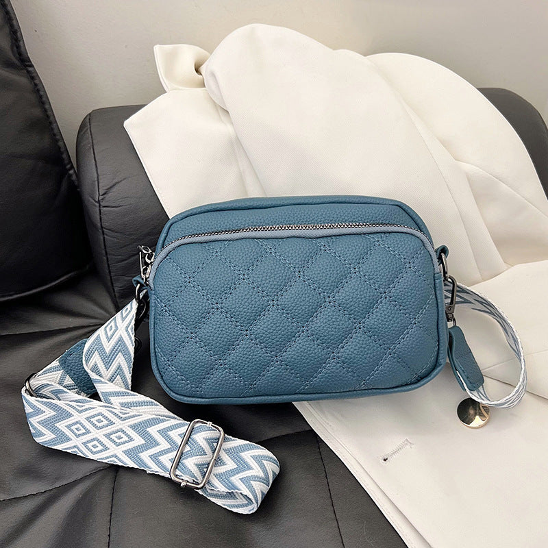 Diamond Pattern Soft Leather Shoulder Messenger Bag with Polyester Fiber Lining - Teleplus diamond pattern soft leather