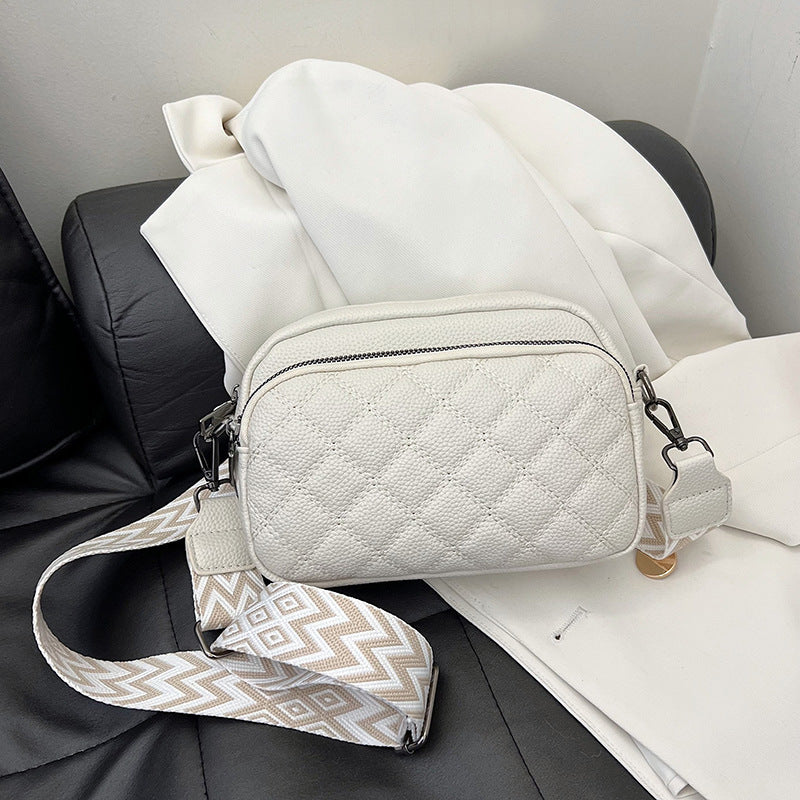 Diamond Pattern Soft Leather Shoulder Messenger Bag with Polyester Fiber Lining - Teleplus diamond pattern soft leather