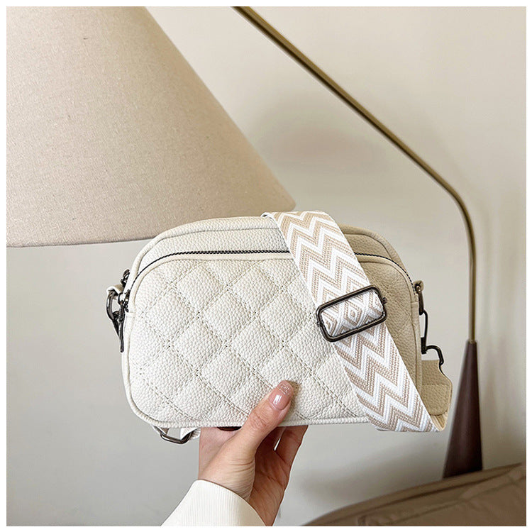 Diamond Pattern Soft Leather Shoulder Messenger Bag with Polyester Fiber Lining - Teleplus diamond pattern soft leather