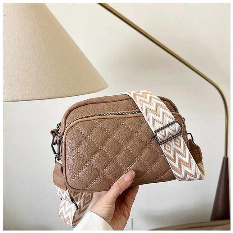 Diamond Pattern Soft Leather Shoulder Messenger Bag with Polyester Fiber Lining - Teleplus diamond pattern soft leather