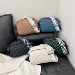 Diamond Pattern Soft Leather Shoulder Messenger Bag with Polyester Fiber Lining - Teleplus diamond pattern soft leather