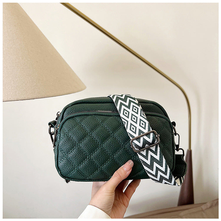 Diamond Pattern Soft Leather Shoulder Messenger Bag with Polyester Fiber Lining - Teleplus diamond pattern soft leather