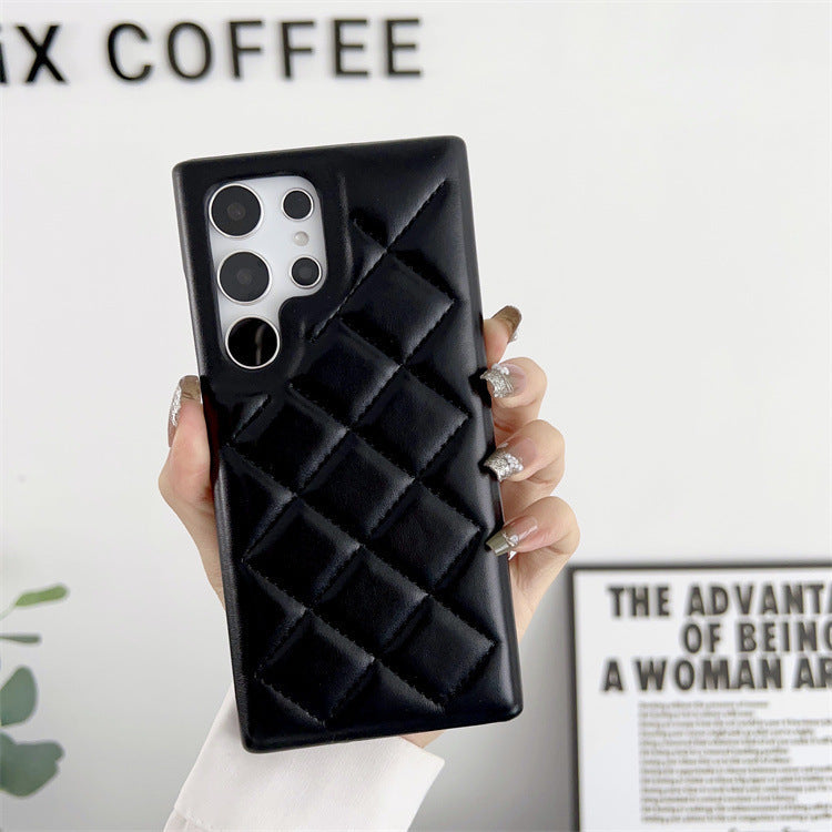 Diamond Plaid Phone Case Leather Phone Protective Case - Diamond Plaid Leather Phone Case for Stylish Protection