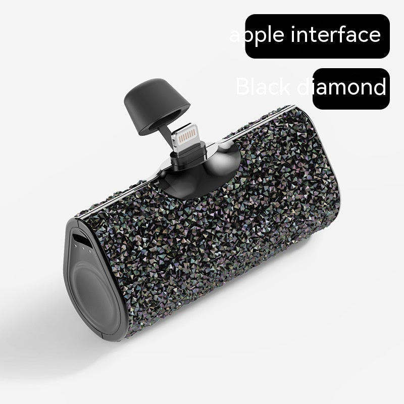 Diamond Pocket Capsule Emergency Power Bank Diamond-embedded Mini Lipstick Small Portable Power Source - Diamond Pocket