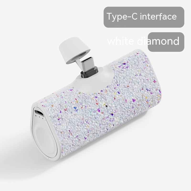 Diamond Pocket Capsule Emergency Power Bank Diamond-embedded Mini Lipstick Small Portable Power Source - Diamond Pocket