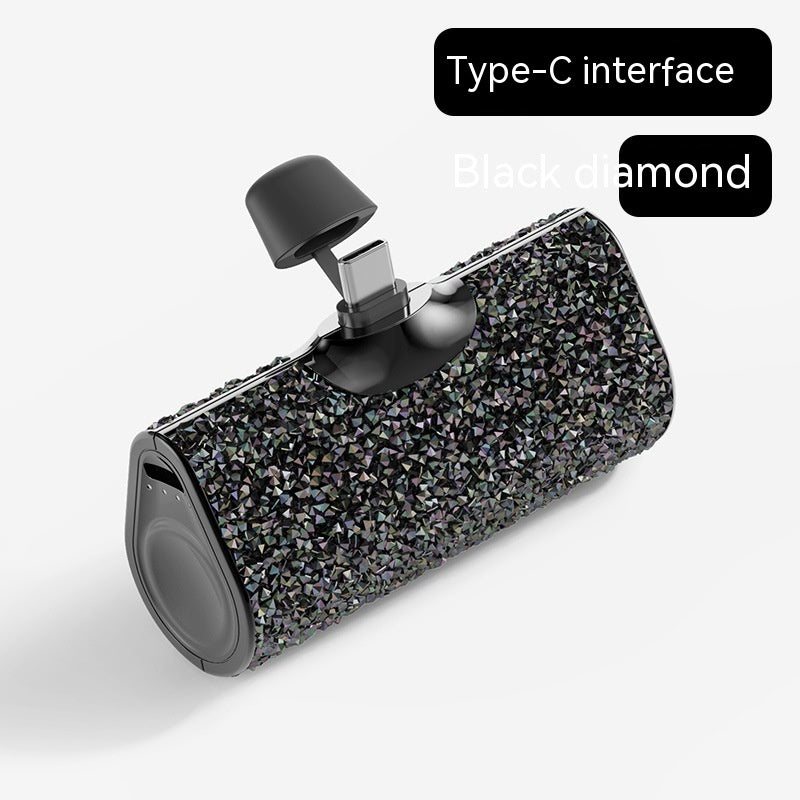 Diamond Pocket Capsule Emergency Power Bank Diamond-embedded Mini Lipstick Small Portable Power Source - Diamond Pocket