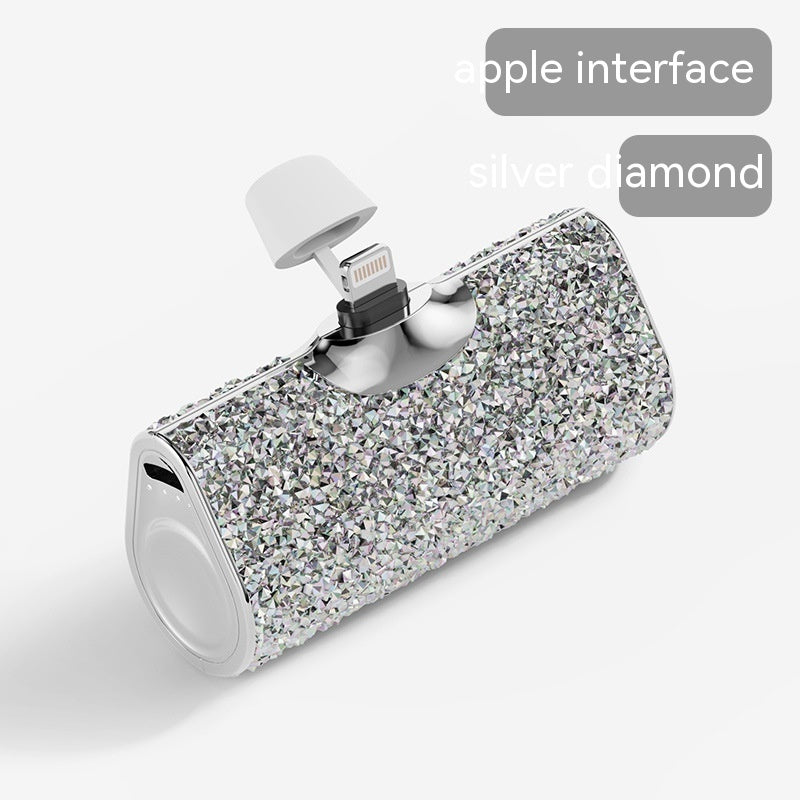 Diamond Pocket Capsule Emergency Power Bank Diamond-embedded Mini Lipstick Small Portable Power Source - Diamond Pocket