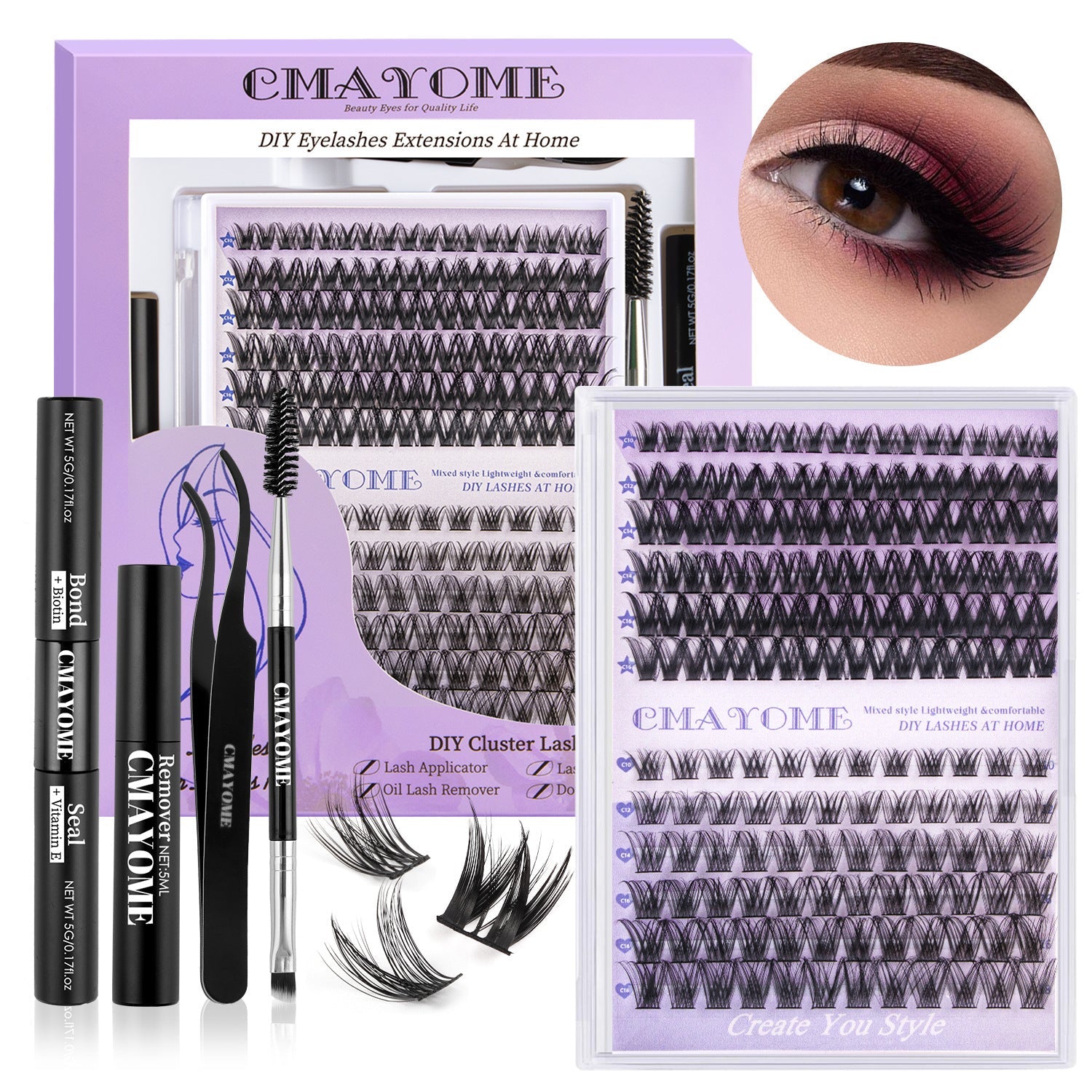 Diy Boxed Segment False Eyelashes Set for Professional Look - Teleplus DIY diy boxed segment false eyelashes suit
