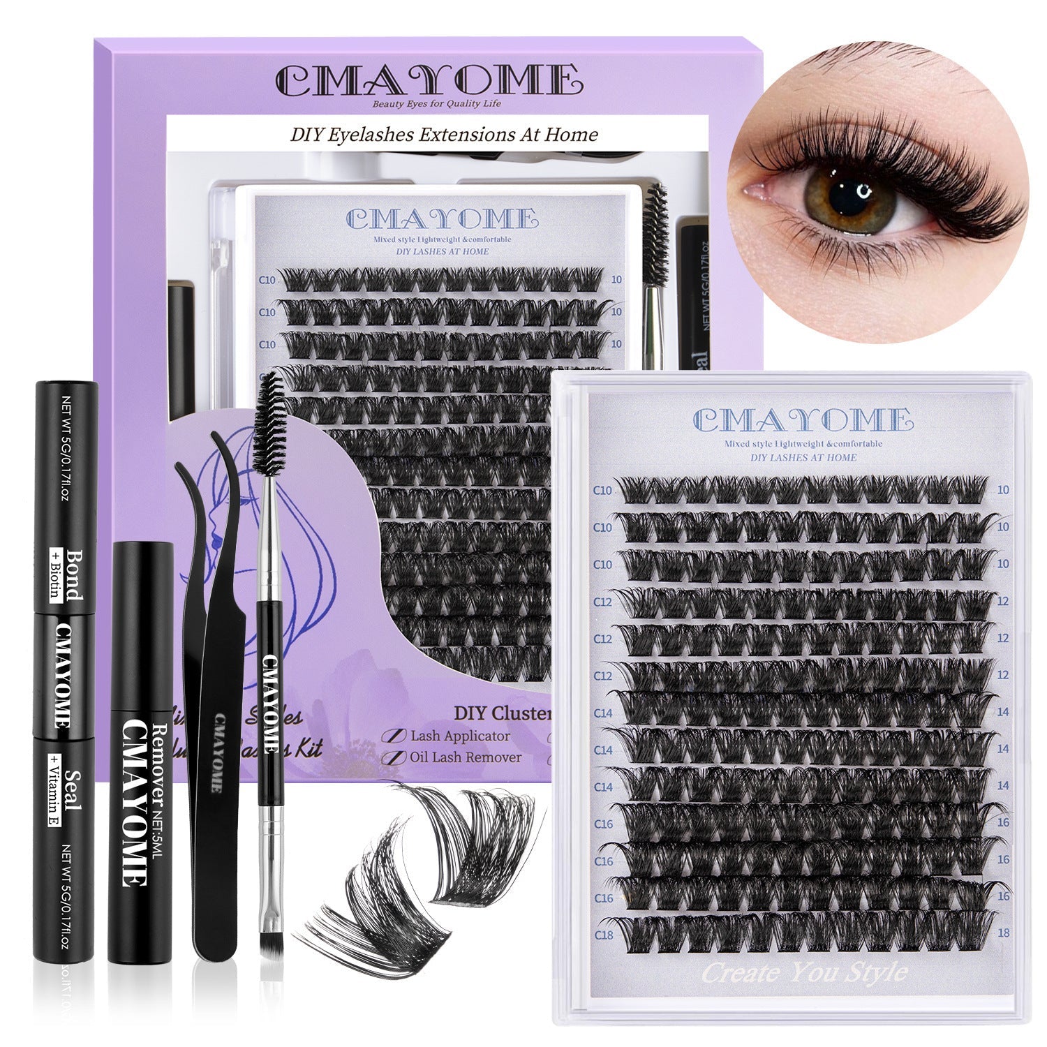 Diy Boxed Segment False Eyelashes Set for Professional Look - Teleplus DIY diy boxed segment false eyelashes suit