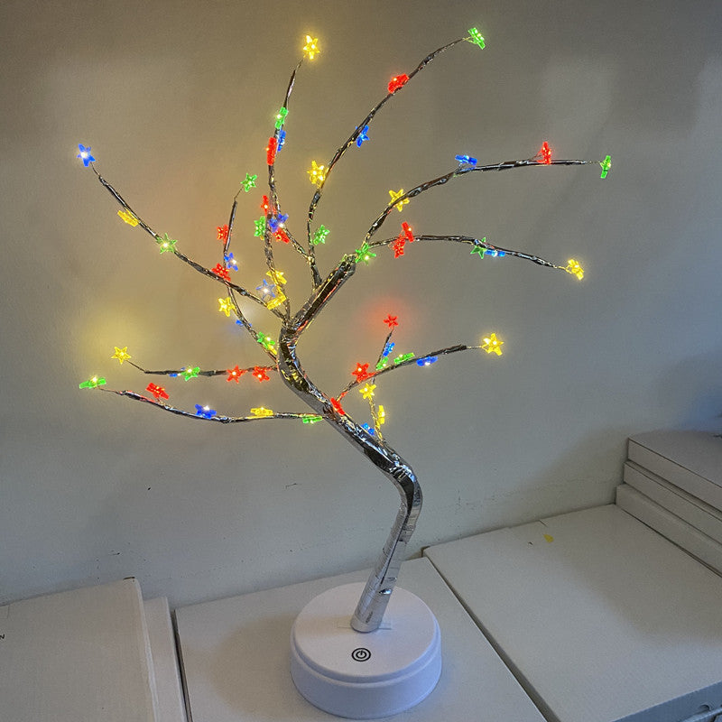 DIY LED Mini Christmas Tree with Copper Wire Garland and Warm White Lights - Teleplus Night Light led night light mini