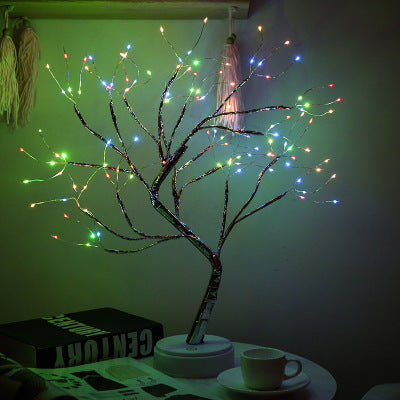 DIY LED Mini Christmas Tree with Copper Wire Garland and Warm White Lights - Teleplus Night Light led night light mini