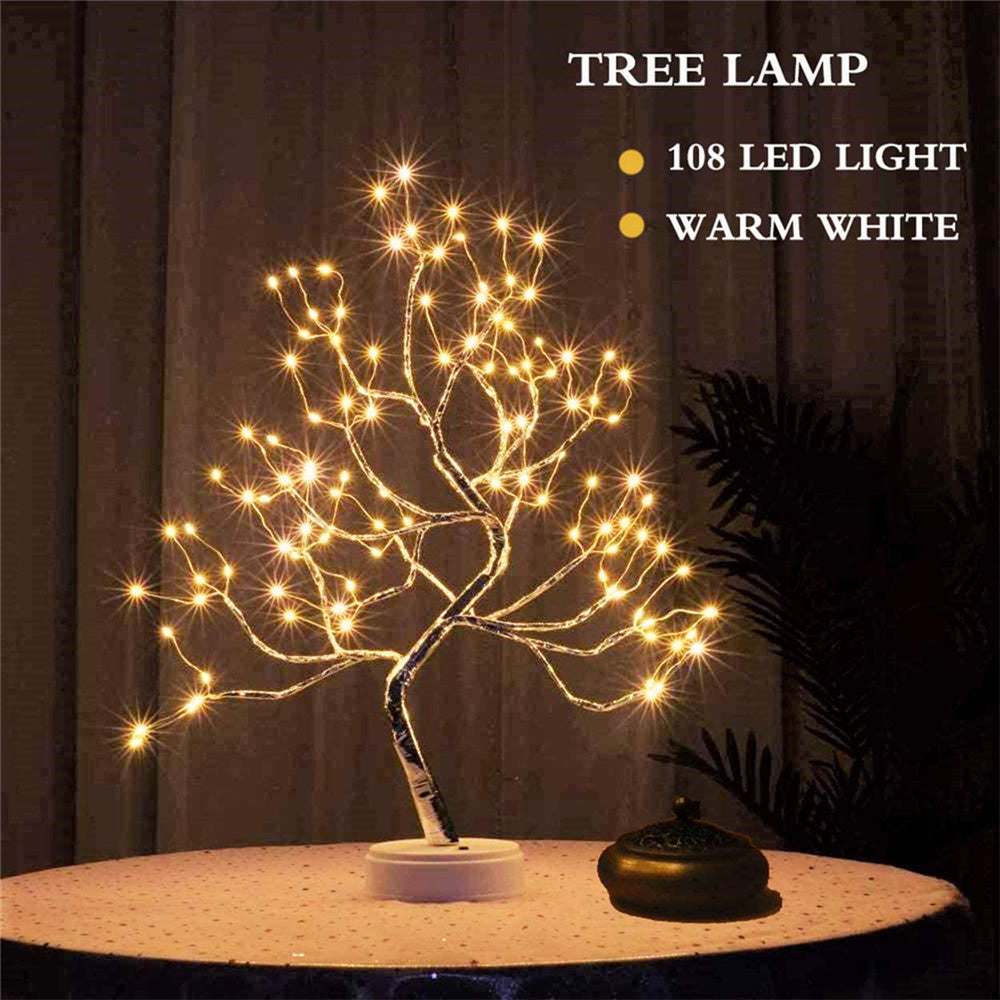 DIY LED Mini Christmas Tree with Copper Wire Garland and Warm White Lights - Teleplus Night Light led night light mini