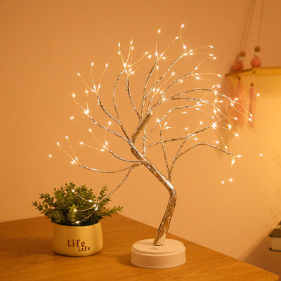 DIY LED Mini Christmas Tree with Copper Wire Garland and Warm White Lights - Teleplus Night Light led night light mini