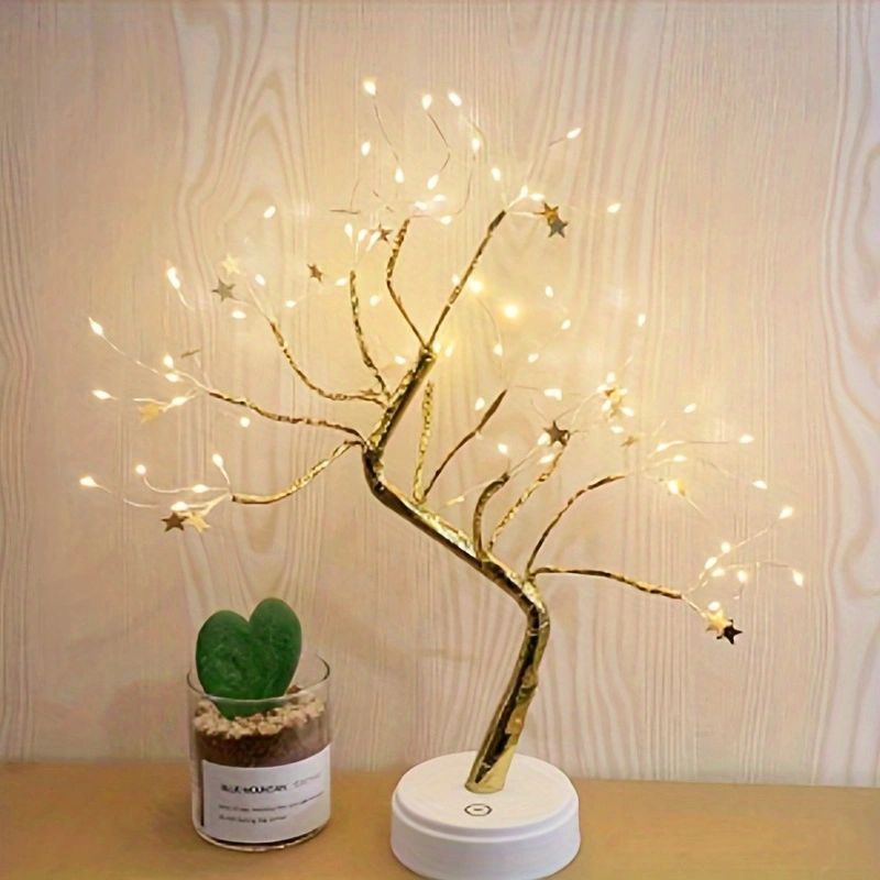 DIY LED Mini Christmas Tree with Copper Wire Garland and Warm White Lights - Teleplus Night Light led night light mini