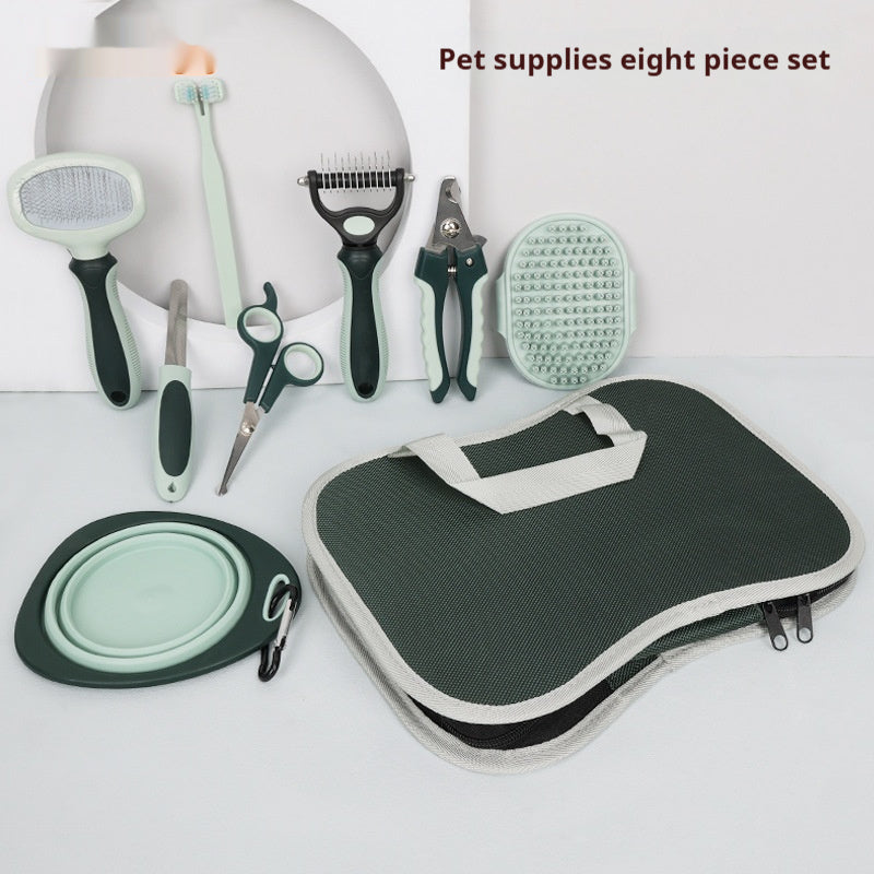 Dog Grooming Set Pet Hair Trimming Knife Comb Brush Deshedding Tool Kit - Teleplus