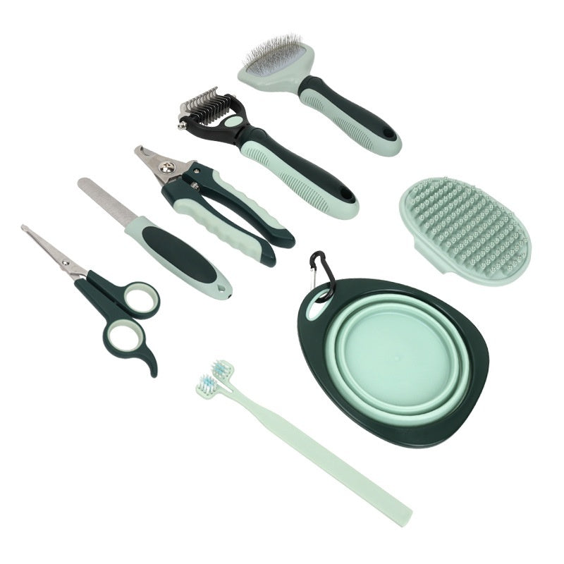 Dog Grooming Set Pet Hair Trimming Knife Comb Brush Deshedding Tool Kit - Teleplus