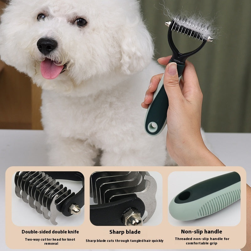 Dog Grooming Set Pet Hair Trimming Knife Comb Brush Deshedding Tool Kit - Teleplus
