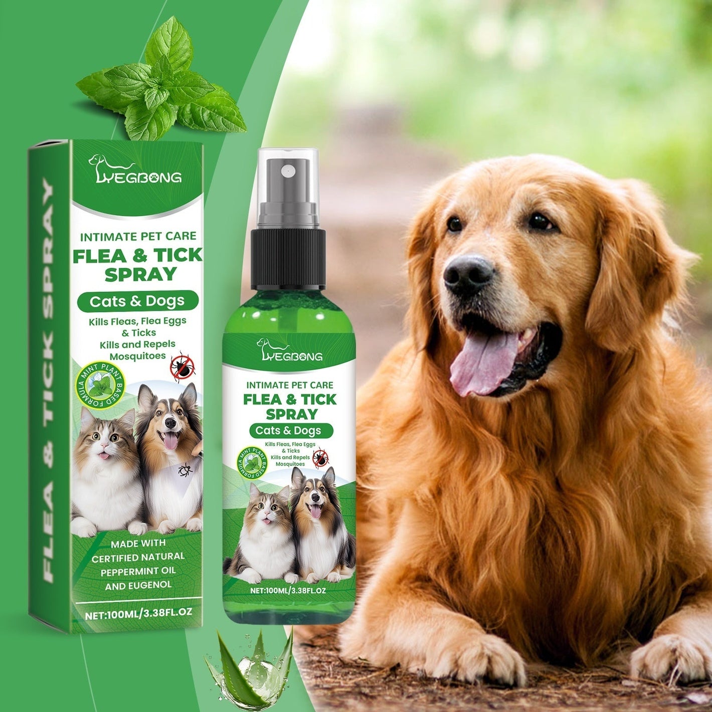 Dog Insect Repellent Spray 100ml Natural Flea and Tick Protection - insect repellent