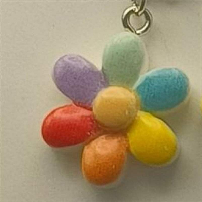 Dopamine Color Cute Sweet Loving Heart Flowers Rainbow Pendant Necklace Simple Cross Chain - Dopamine Color Heart