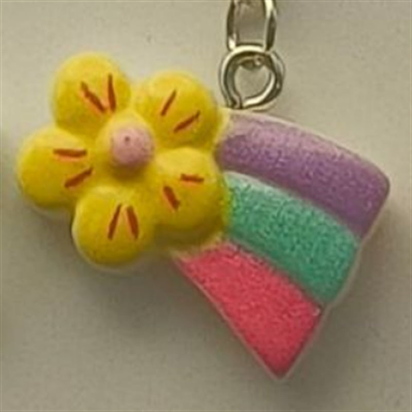 Dopamine Color Cute Sweet Loving Heart Flowers Rainbow Pendant Necklace Simple Cross Chain - Dopamine Color Heart