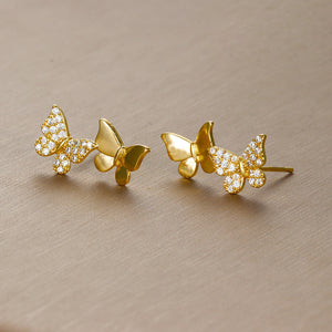 Gold Electroplated Double Butterfly Earrings for Women in the United States - Fluttering Style Ear Studs united states