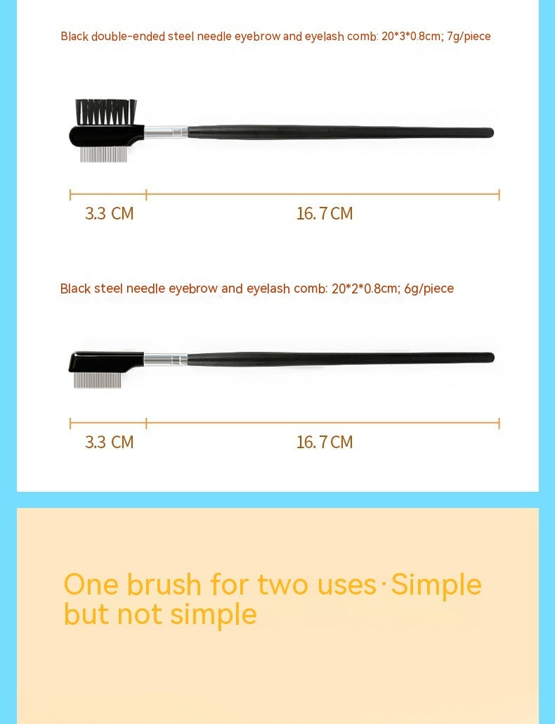 Double-Headed Lash Comb Mascara Brush with Steel Needle Tool - Teleplus steel needle lash comb mascara