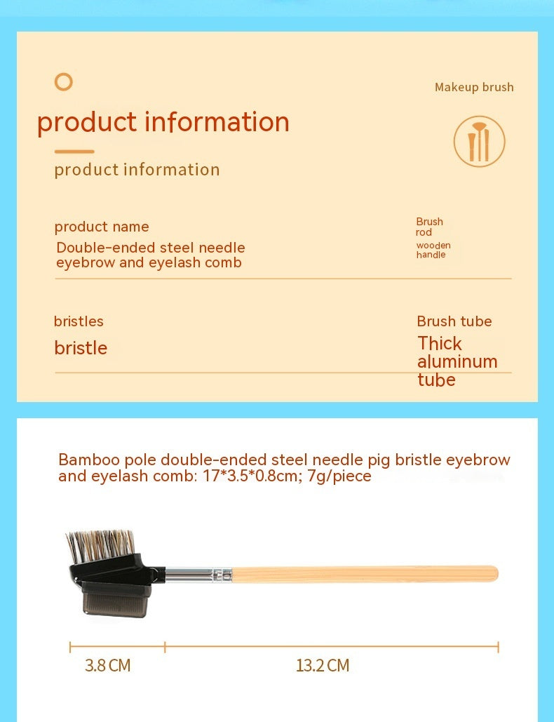 Double-Headed Lash Comb Mascara Brush with Steel Needle Tool - Teleplus steel needle lash comb mascara
