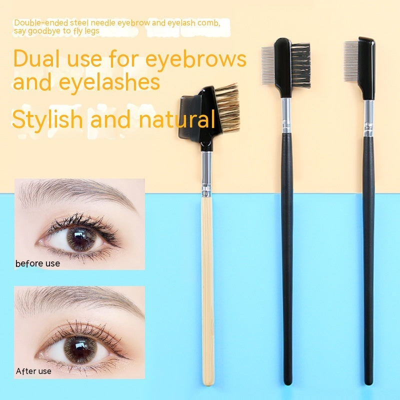 Double-Headed Lash Comb Mascara Brush with Steel Needle Tool - Teleplus steel needle lash comb mascara